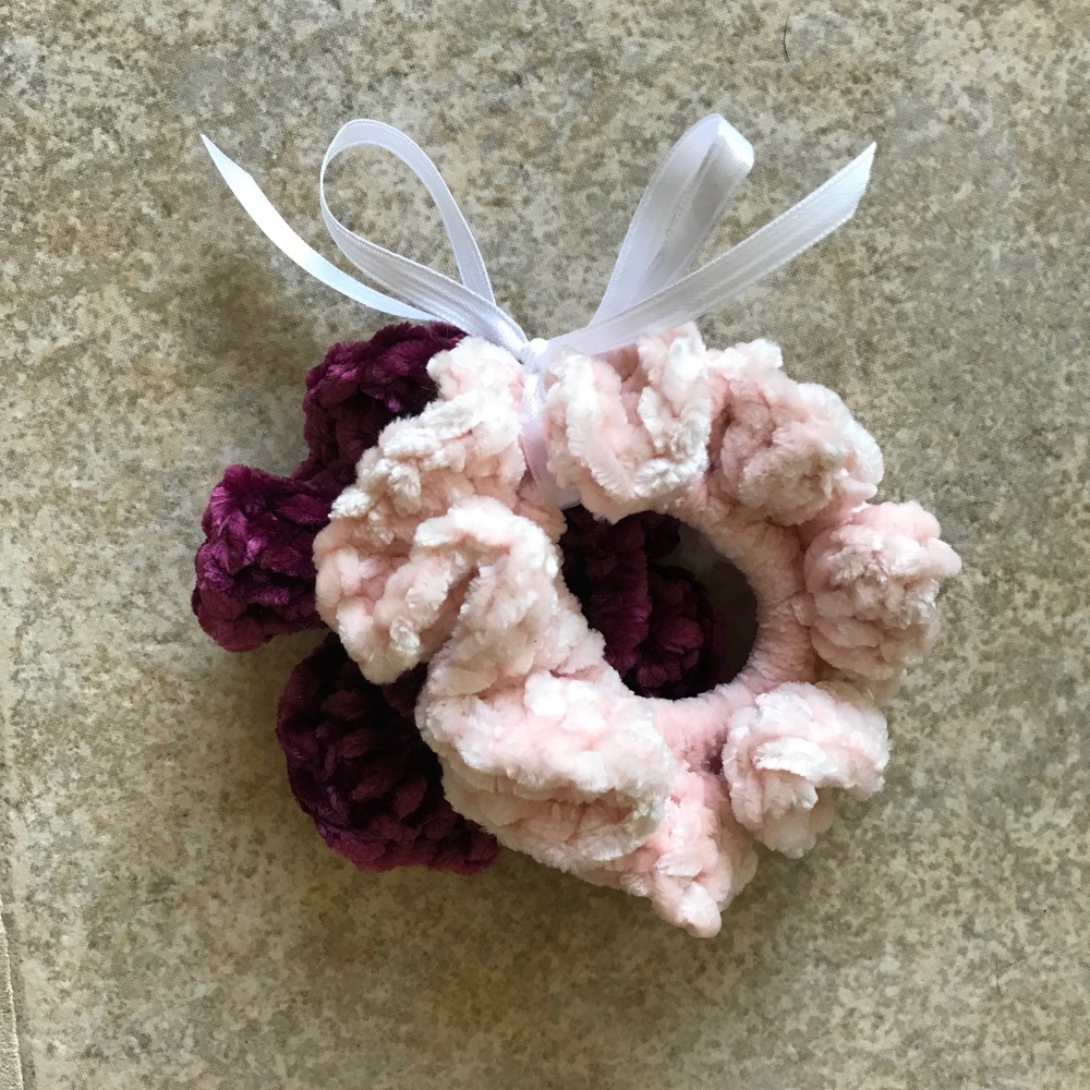 Scrunchies Red and Pink Pair Handmade